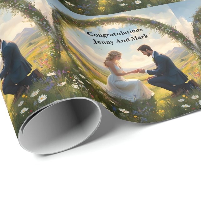 Gång på ett magiskt Bröllop Frieri Presentpapper (Rullad Hörn)