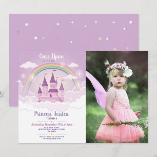Gång på ett tidprinsessan Birthday Castle Photo Inbjudningar