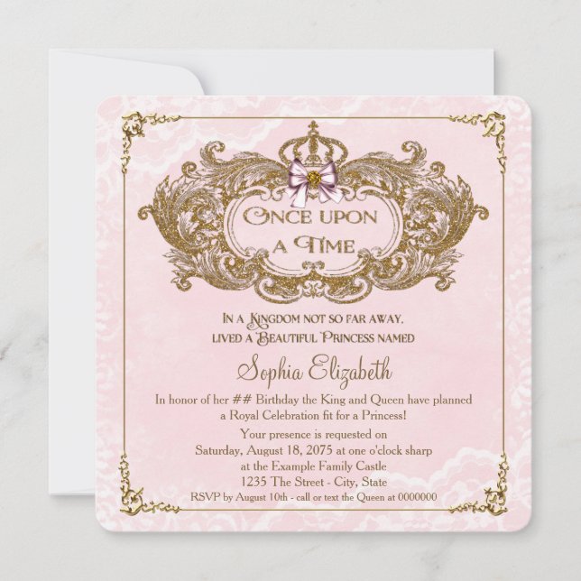 Gång på Födelsedagsfesten Time Girls Princess Inbjudningar (Framsida)