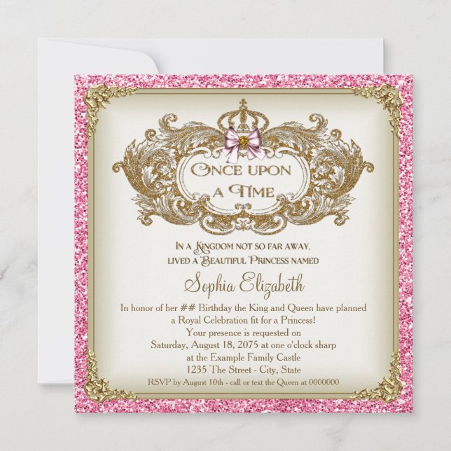 Gång på Födelsedagsfesten Time Princess Inbjudningar (Framsida)