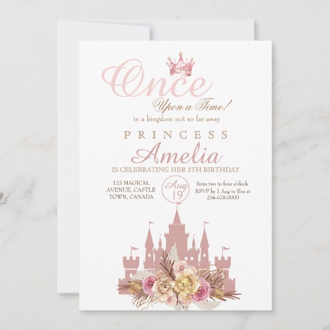 Gång på prinsessan Birthday Inbjudningar (Framsida)