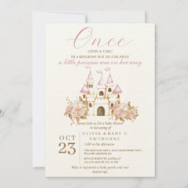 Gång på Rosa Castle Princess Baby Shower Inbjudningar
