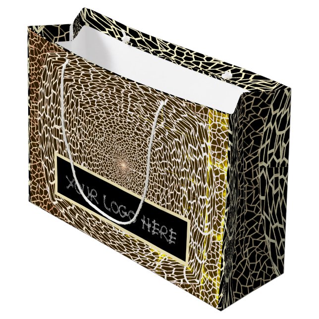 GÅNG PRESENT GYLLENE OCH SVART  STOR PRESENTPÅSE (Framsidan Vinklad)