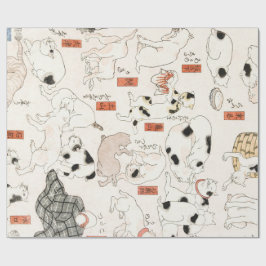 GÅNG PRESENTFÖRPACKNING Katter (1847-1850) JAPANSK Presentpapper