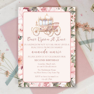 Gång Rosa Princess Birthday Inbjudningar