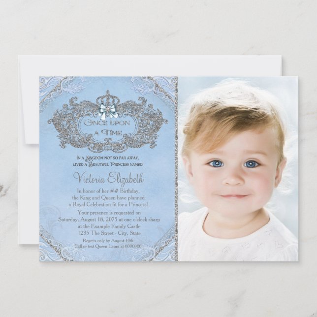 Gång vid en tidpunkt då fotoprinsessan Birthday Inbjudningar (Framsida)