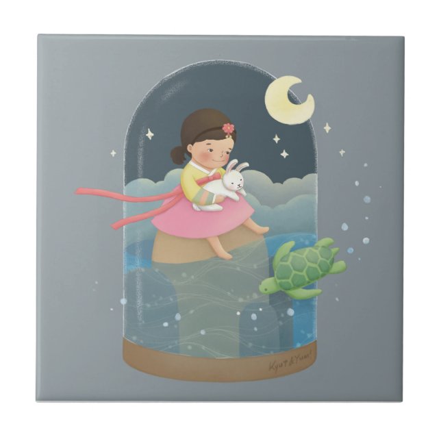 Gång vid en tidpunkt: Kaninens leverillustration Kakelplatta (Framsidan)