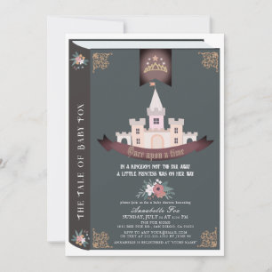 Gång vid en tidstorybook Black Baby Shower Inbjudningar