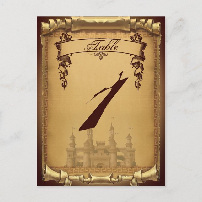 Gång vid ett tidsinriktat Bröllop-Bordsnummer Vykort (Framsida)