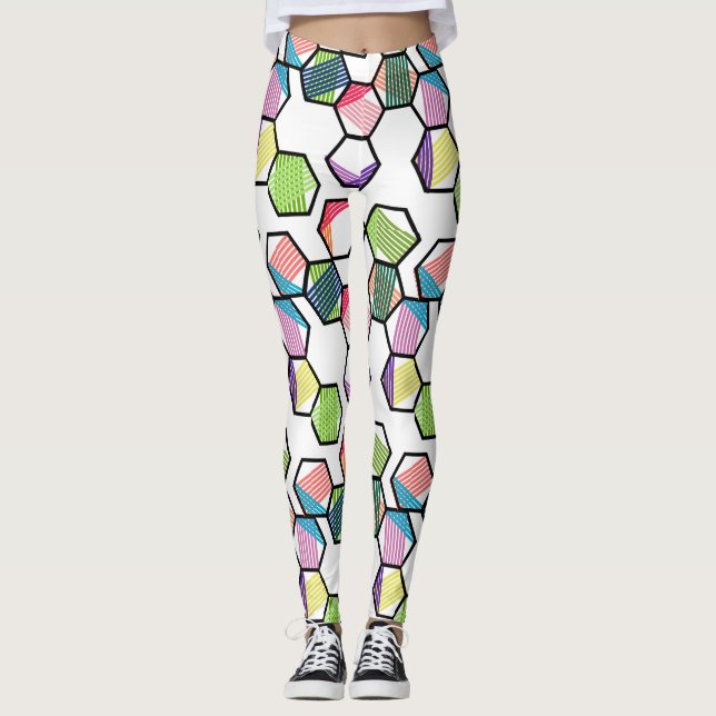 Gängade hexagoner leggings (Framsida)