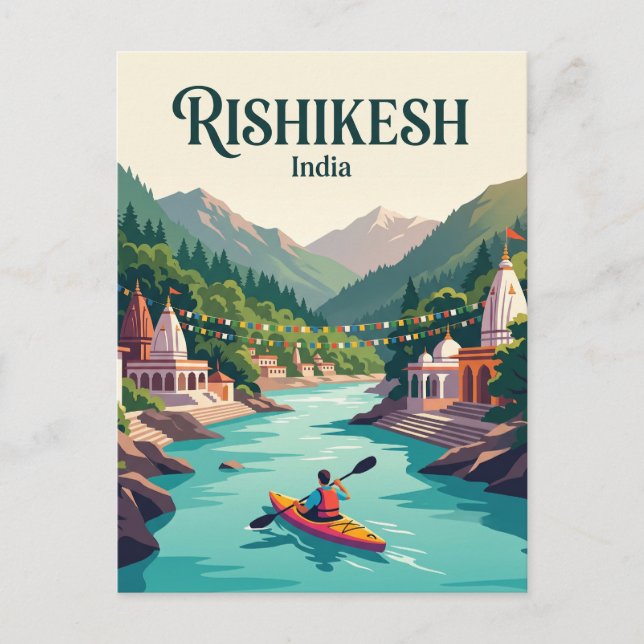Gangesfloden Rishikesh Indien Vykort (Framsida)