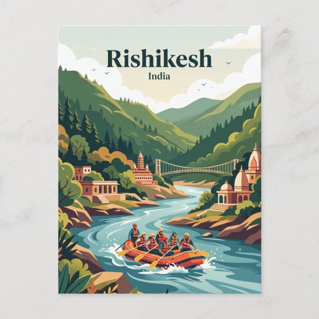 Gangesfloden Rishikesh, Indien Vykort (Framsida)
