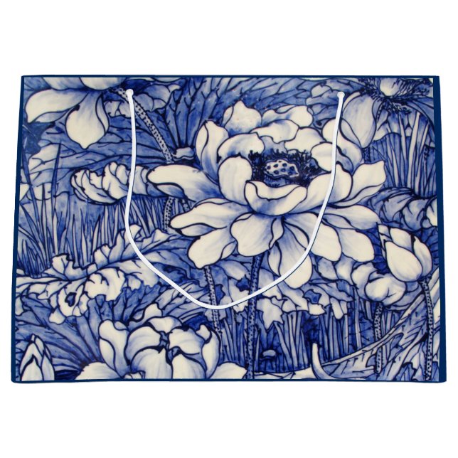 GÅNGPÅSAR JAPANSKT BLOMMOTTIV I BLÅTT (Framsidan)