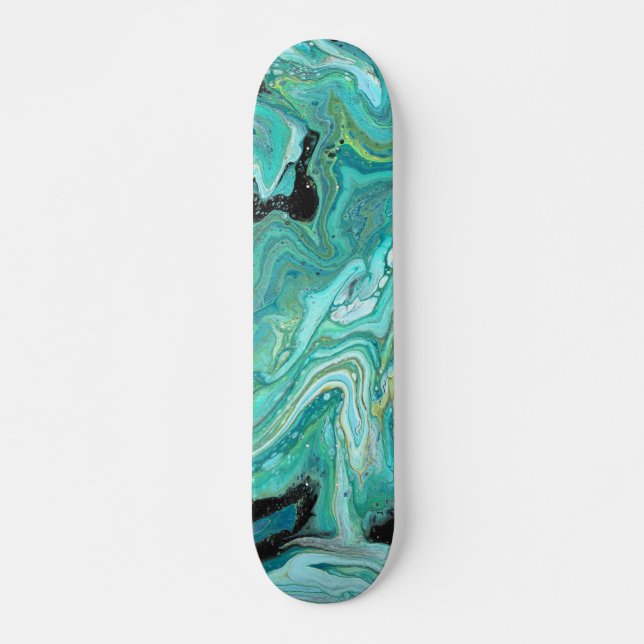 Gangs back 1 Abstrakt i flytande Grönt Skateboard  (Framsida)