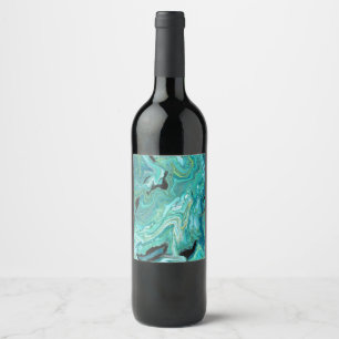 Gangs back 1 Soothing Blue Grönt Vin Flaska etiket Vinflaska Etikett