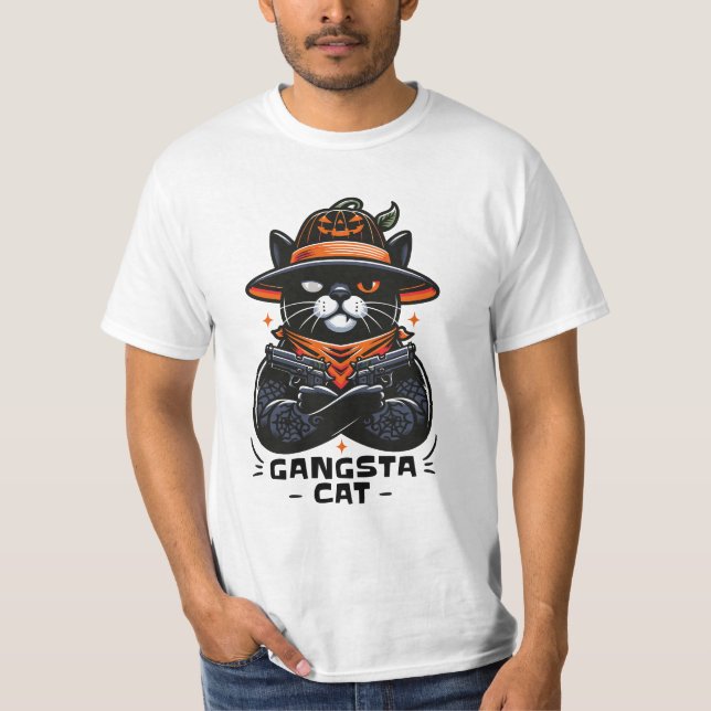 GANGSTA CAT HALLOWEEN T SHIRT (Framsida)