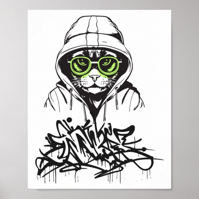 Gangsta Cat Sticker Poster (Framsidan)