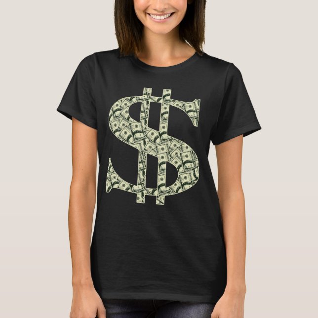 Gangsta Dollar Sign Cool Hip hop Rap   Money T Shirt (Framsida)