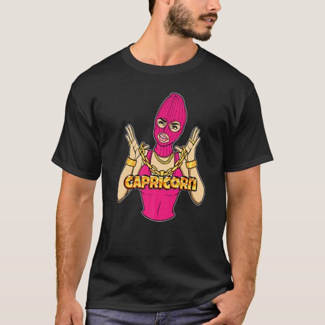 Gangsta Girl Capricorn Mask Gangster Woman med T Shirt (Framsida)