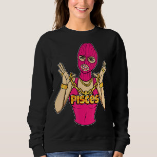Gangsta Girl Pisces Mask Gangster Woman med gol T Shirt