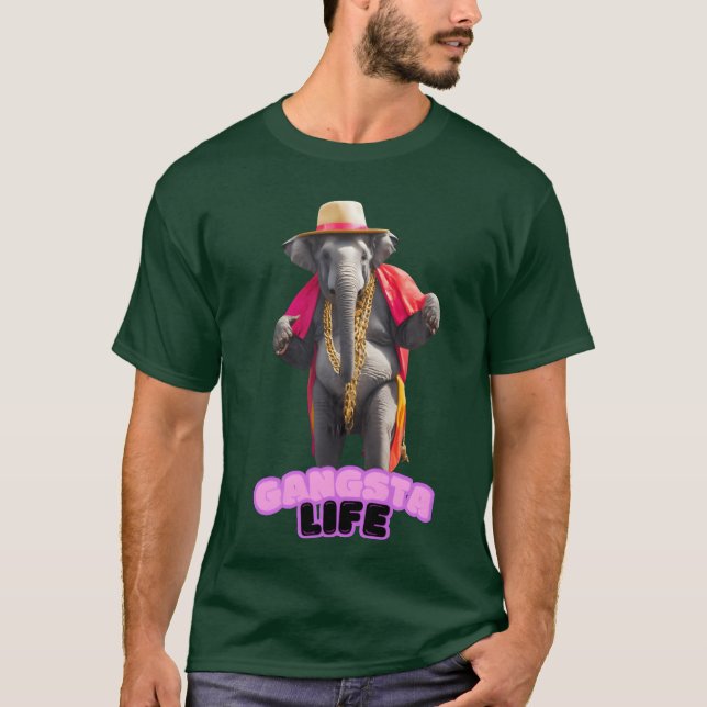 Gangsta Life Elefant vintage T Shirt (Framsida)