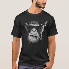 gangsta monkey with black glasses and cigar t shirt
