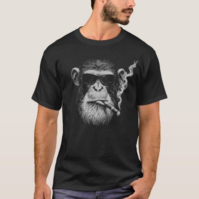 gangsta monkey with black glasses and cigar t shirt (Framsida)