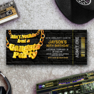 Gangsta Party - Hiphop-tema Biljett Inbjudan