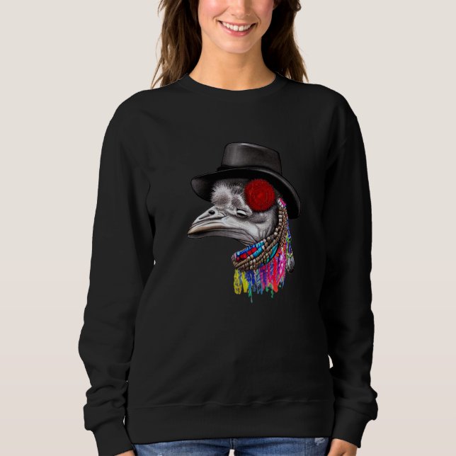 Gangsta Rap Ostrich Hat Necklaces  Animal Festival T Shirt (Framsida)