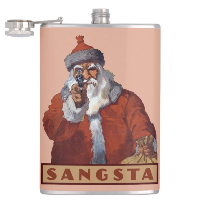 Gangsta Santa anpassningsbar-monogramkolv Fickplunta (Öppnad)