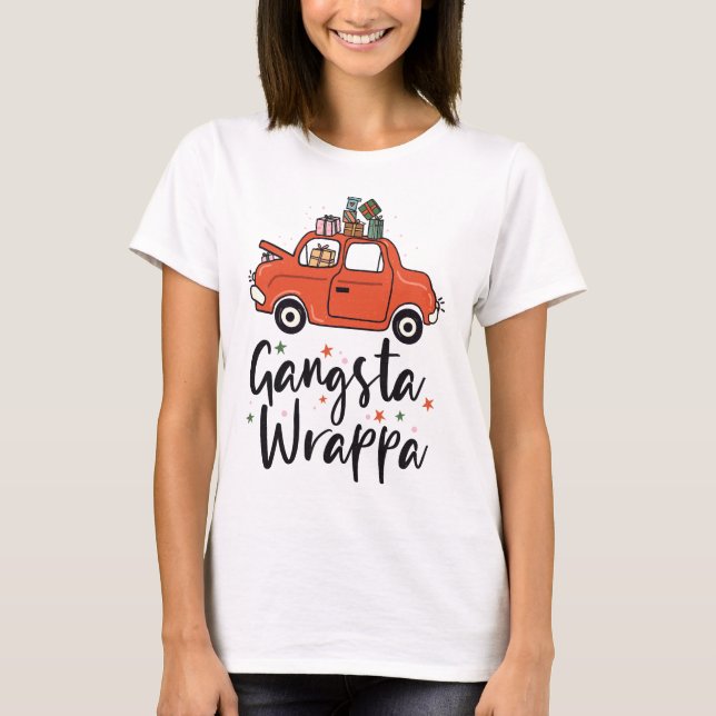 Gangsta Wrappa Den fantastiska julen T Shirt (Framsida)