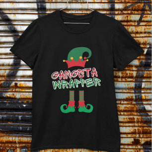 Gangsta Wrapper Alv Ben Röda Gröna Roliga Jul T Shirt