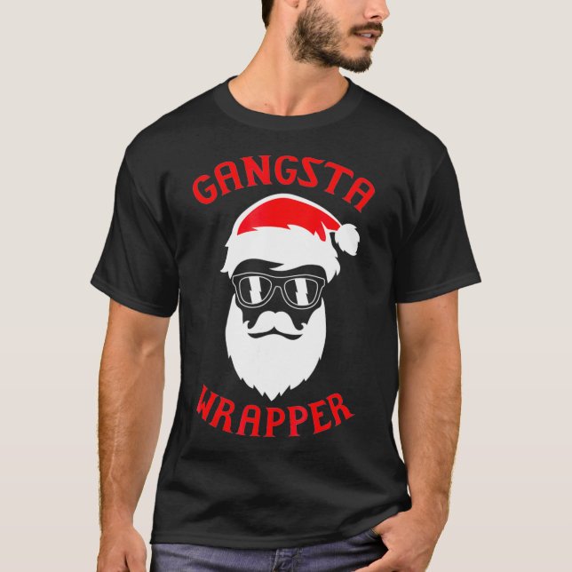 Gangsta Wrapper Coola Jultomten julrapportör  T Shirt (Framsida)