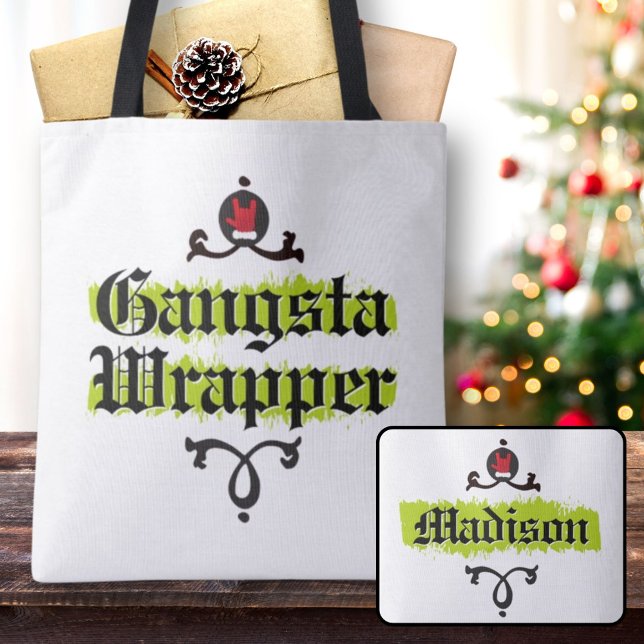 Gangsta Wrapper-Coolan julspirit Tote Bag Tygkasse (Gangsta Wrapper Cool Christmas Spirit Tote Bag)
