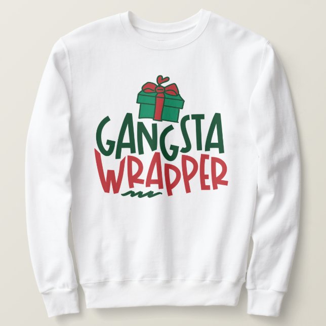 Gangsta Wrapper - Den fina julen Lång Ärmad Tröja (Design framsida)