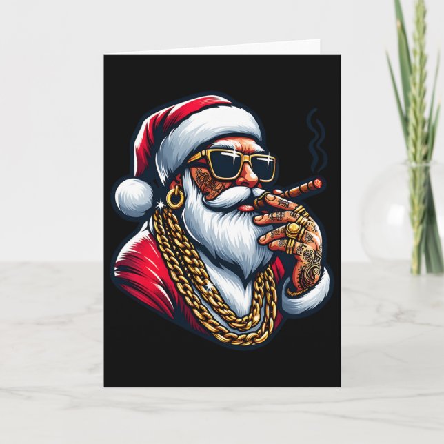 Gangsta Wrapper Funny Cool Santa Gangster Pajama C Kort (Framsida)