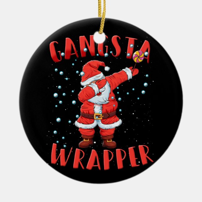 Gangsta Wrapper Funny Dabbing jultomten Julgransprydnad Keramik (Framsidan)