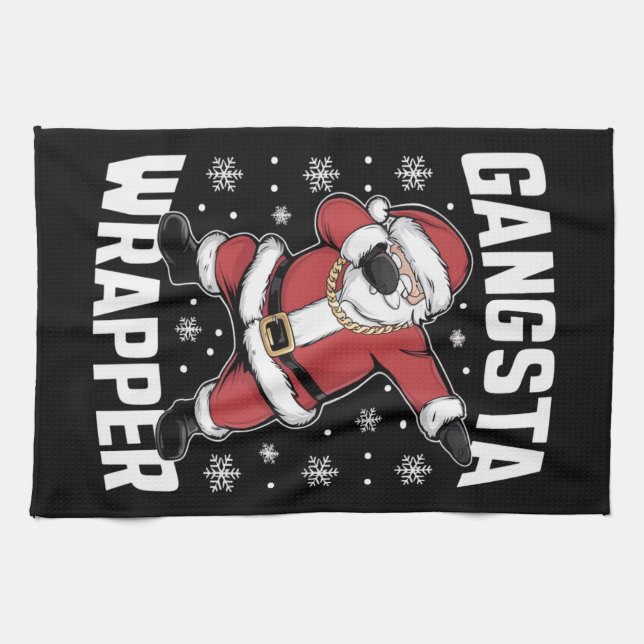Gangsta Wrapper Funny Dabbing jultomten Kökshandduk (Horisontell)