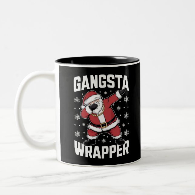 Gangsta Wrapper Funny Dabbing jultomten Två-Tonad Mugg (Vänster)
