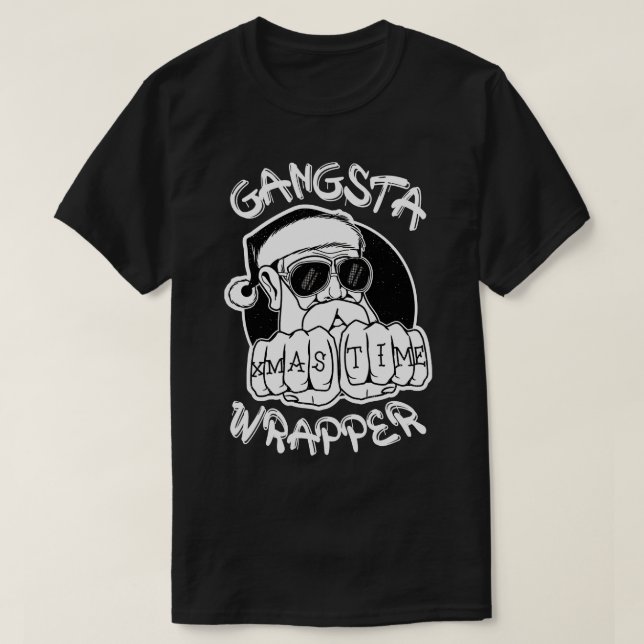 Gangsta Wrapper Funny Jultomten Gangster T Shirt (Design framsida)