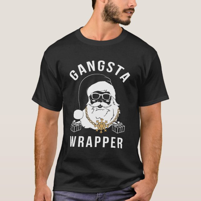 Gangsta Wrapper Gangster Santa T Shirt (Framsida)