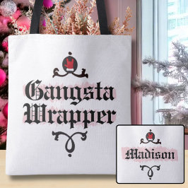 Gangsta Wrapper Girly Rosa jul Tote Bag Tygkasse