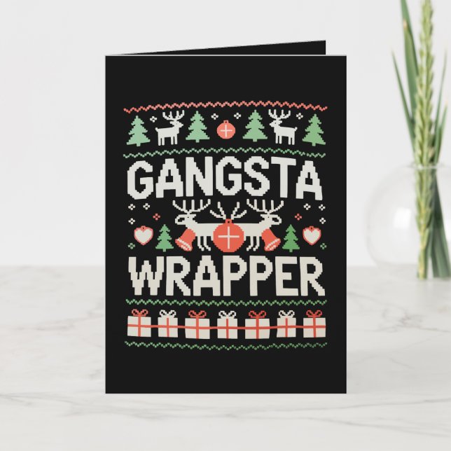 Gangsta Wrapper Jul Ful härlig Jultröja Xmas Kort (Framsida)