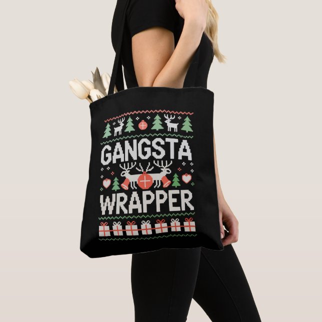 Gangsta Wrapper jul ful jultröja Xmas Tygkasse (Närbild)