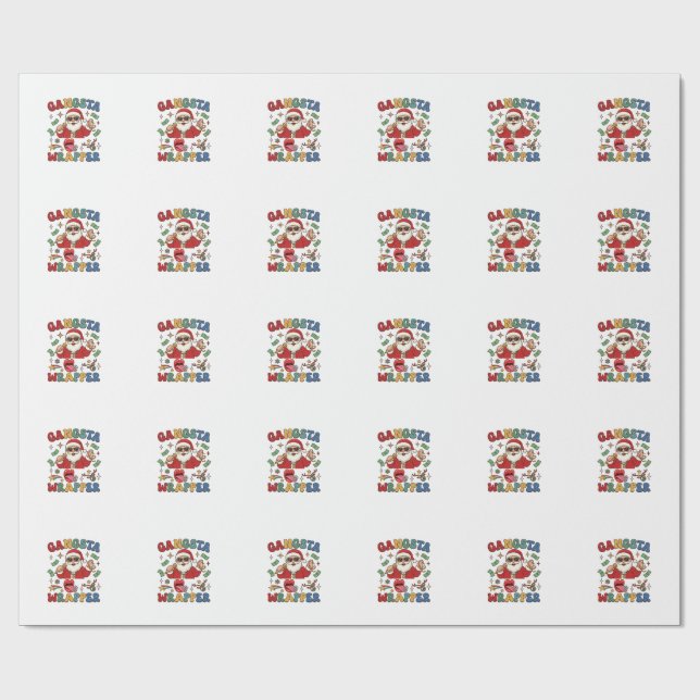 Gangsta Wrapper Jul Santa Mikrofon Pengar Presentpapper (Platt)