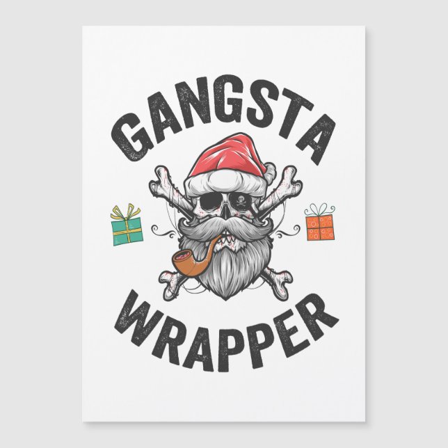 Gangsta Wrapper-jultomtens finaste julklapp Gift Magnetisk Inbjudningskort (Framsida)