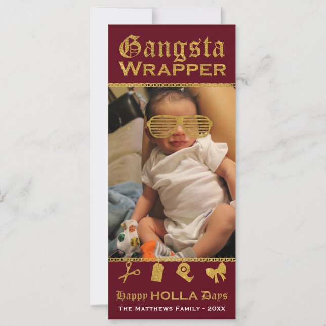 Gangsta Wrapper Lycklig HOLLA Days jul Julkort (Framsida)