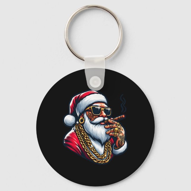 Gangsta Wrapper Rolig Cool Santa Gangster Pyjamas  Nyckelring (Framsida)