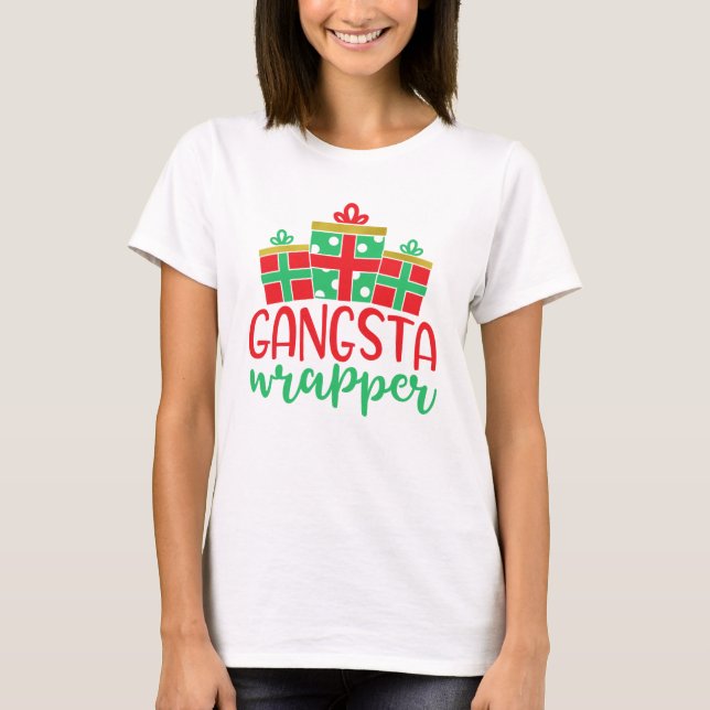 Gangsta Wrapper-Roligten för den fina julen Helgda T Shirt (Framsida)