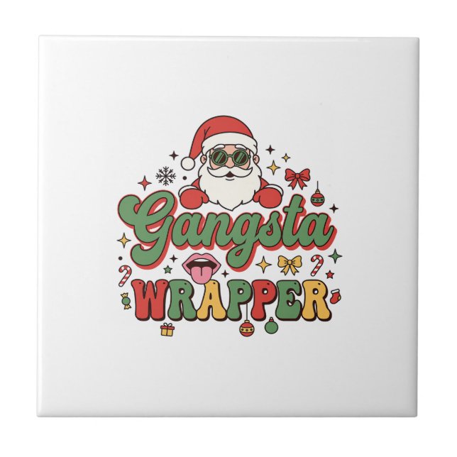 Gangsta Wrapper Santa jul Kakelplatta (Framsidan)